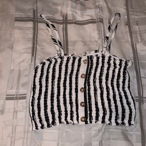 Black & White Striped Crop Top